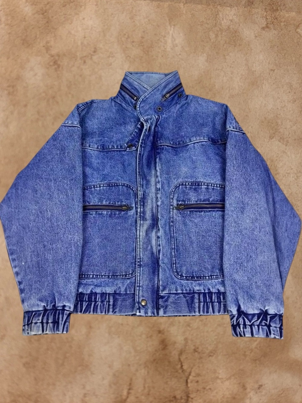 Vintage 80s 90s Urban Equipment Denim Bomber Jacket Y2K Boxy
